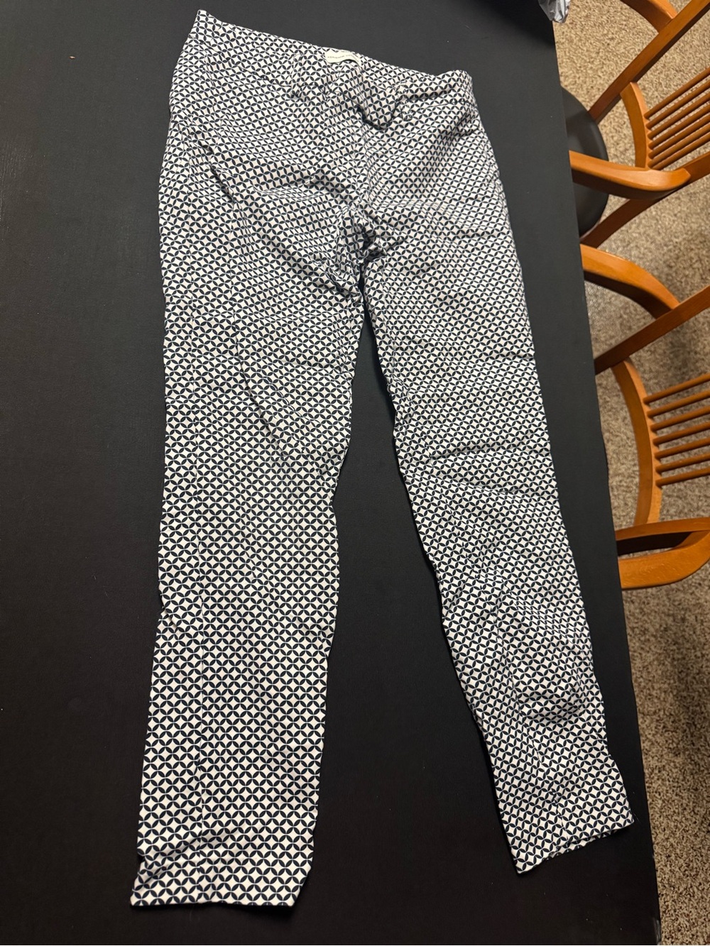Adrienne Vittadini Black & White Geometric Straight Leg Pants